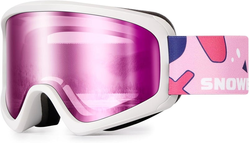 Snower Kids Ski Goggles, Anti-Fog Snow Goggles with OTG Design, 100% UV Protection, HD Lens for Kids Boys Girls - Image 1